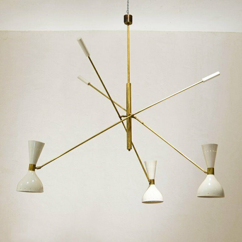 Mid Century Italian Brass And Aluminum Chandelier, 1960s photo buy