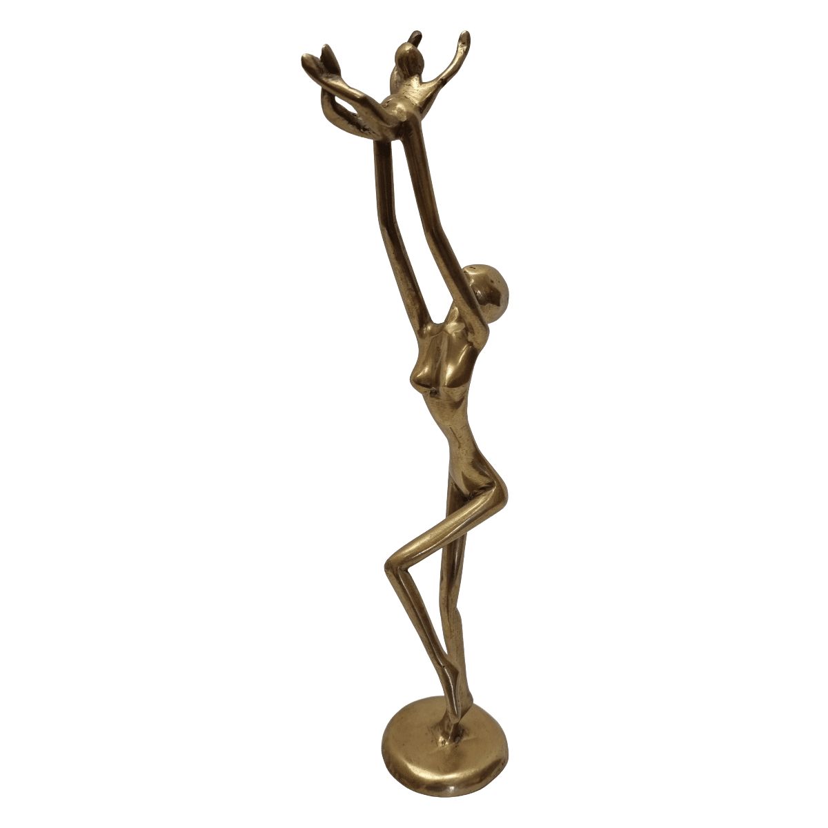 Vintage Brass Statue Of Mother And Child, Mid Century