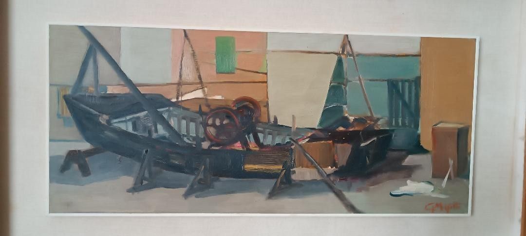 Marine Painting Oil On Board Signed 1950s\60s photo 145.0