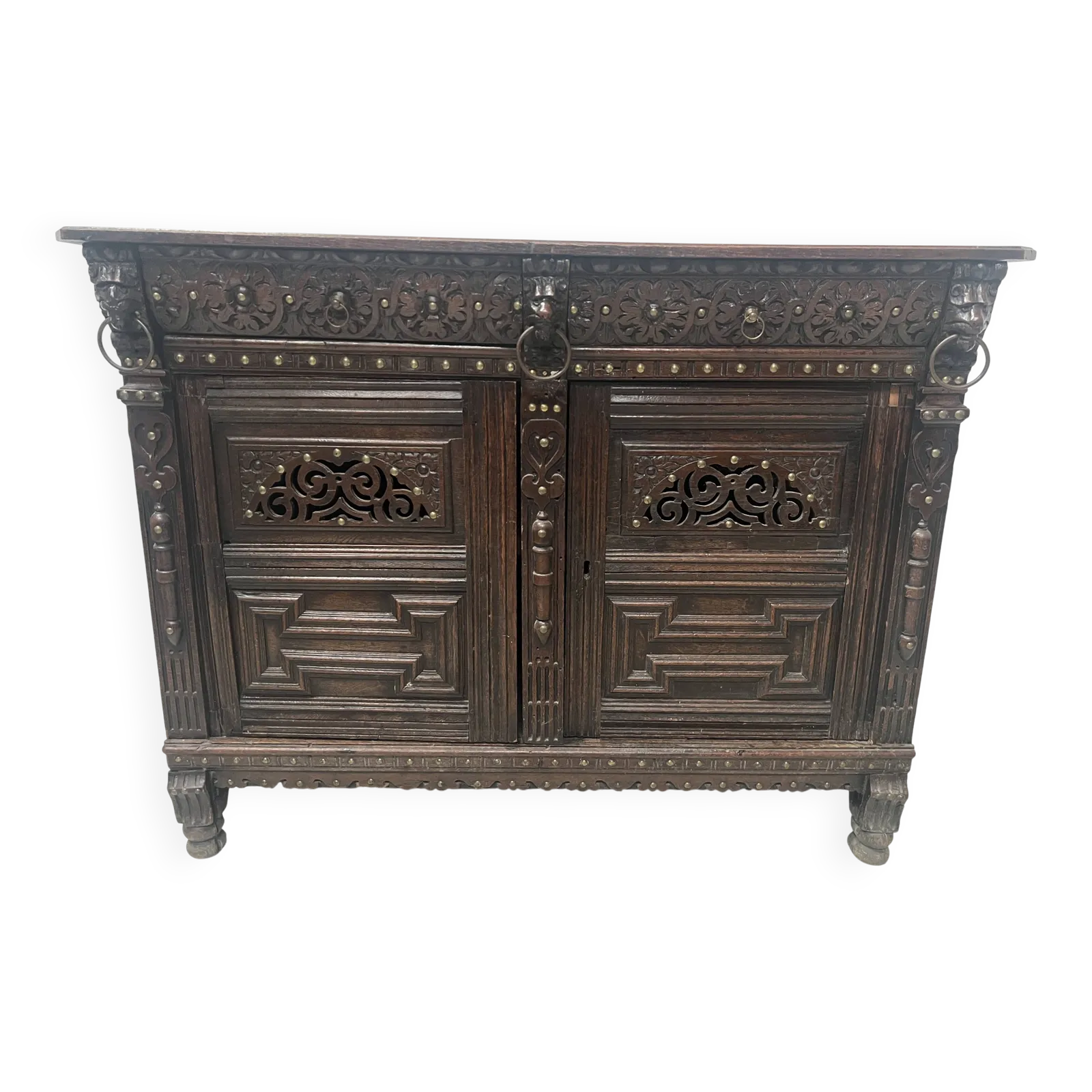 Renaissance Style Sideboard In Solid Oak, 18th Century