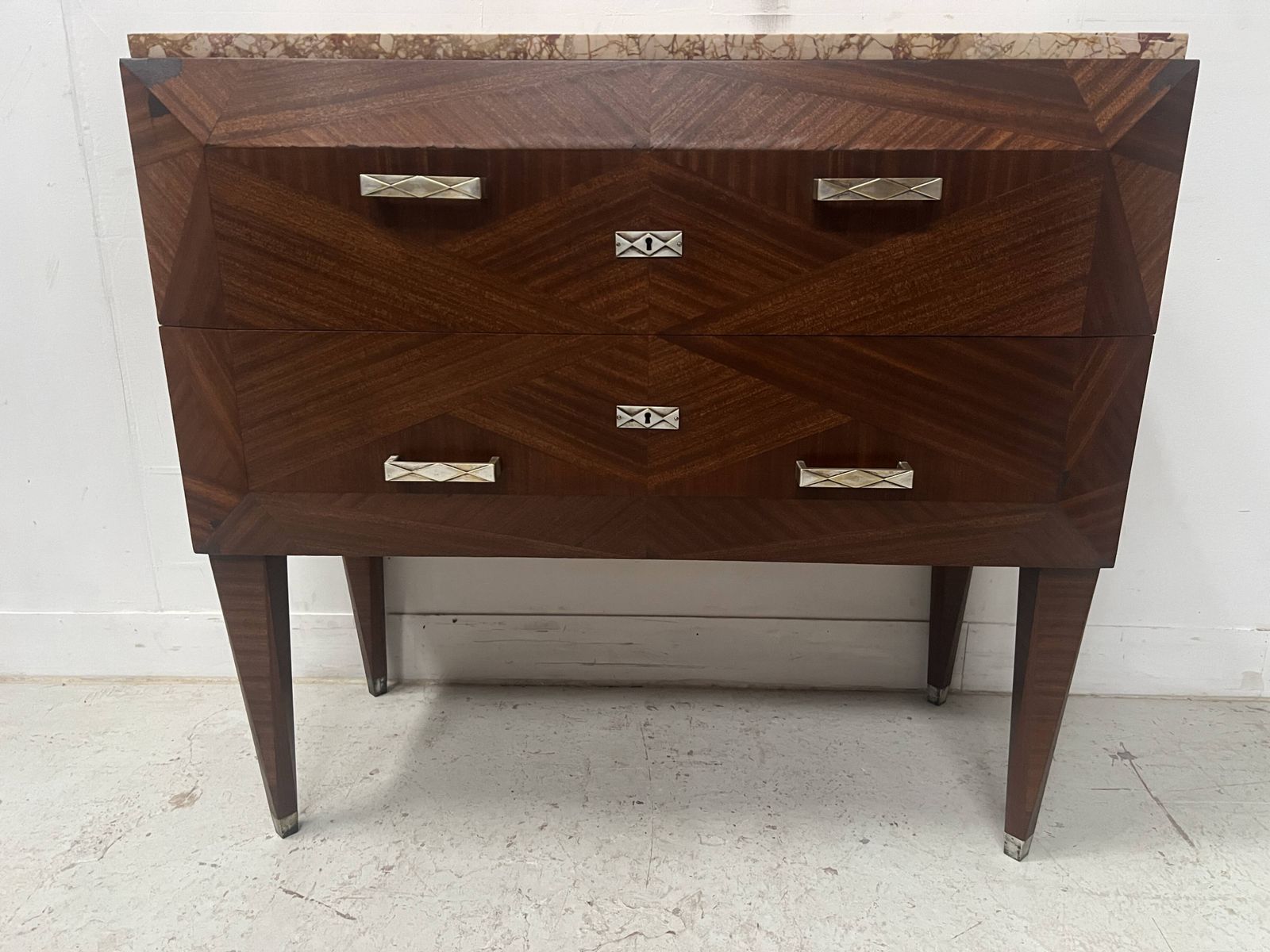 Art Deco Chest Of Drawers With Cut Sides In Mahogany Veneer, 20th Century photo furniture