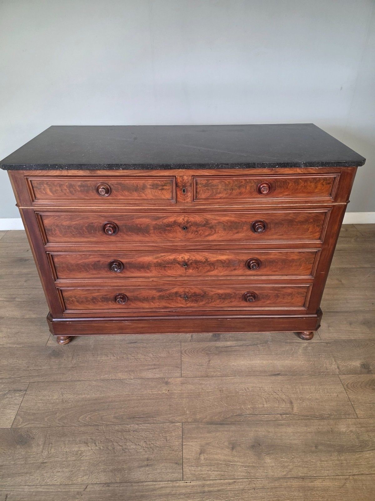 French Mahogany Victorian Marble Top Chest Of Drawers