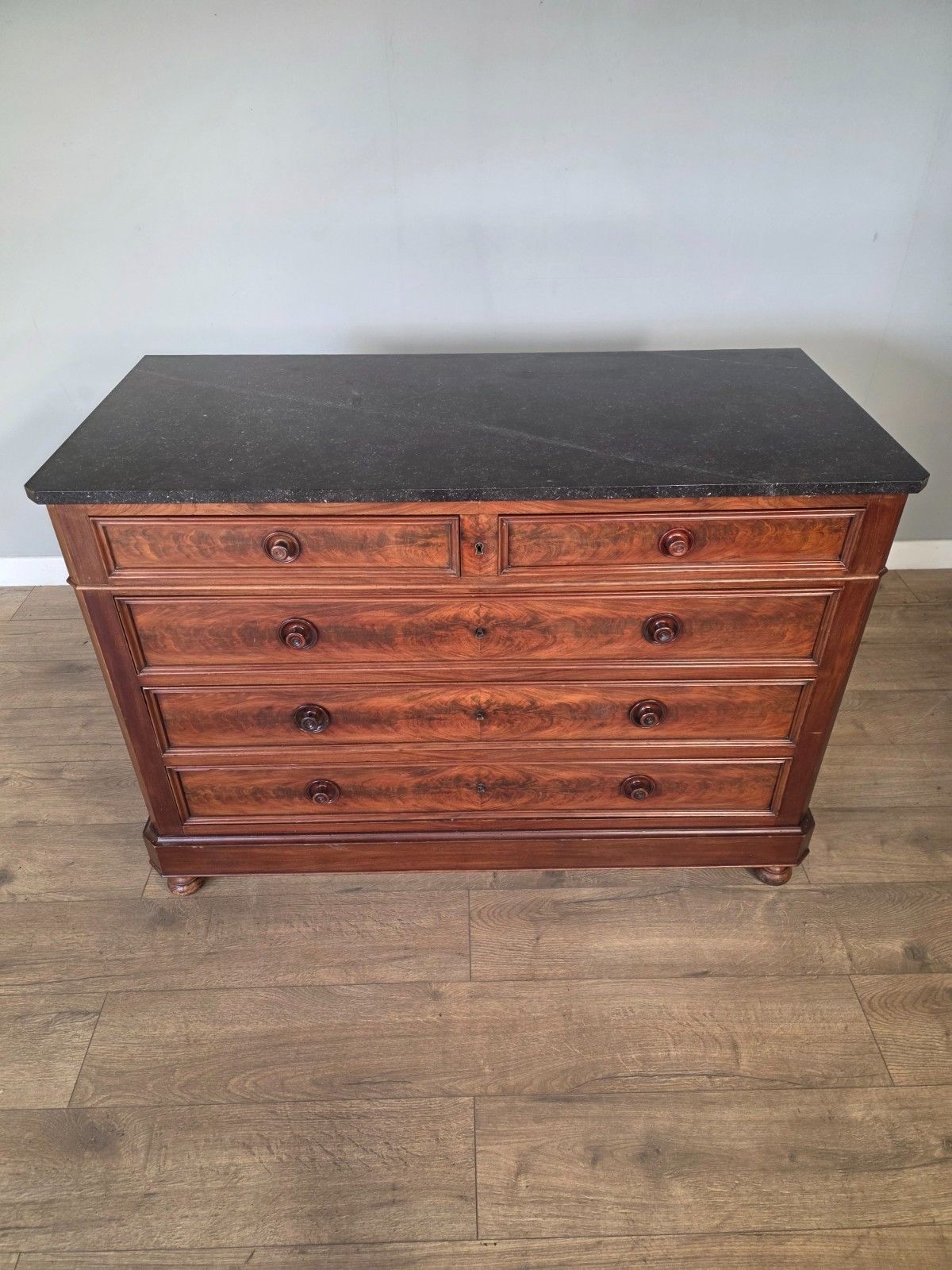 French Mahogany Victorian Marble Top Chest Of Drawers photo for sale