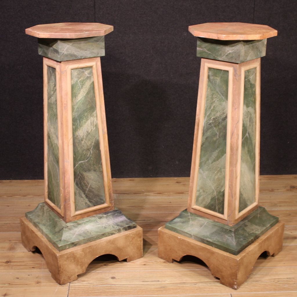 photo for sale Pair Of 20th Century Lacquered Italian Columns