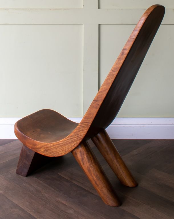 Carved West African Tribal Lobi Chair photo for sale