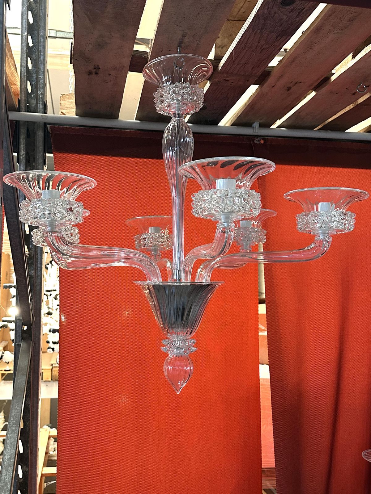 photo vinterior Contemporary Transparent Murano Glass Chandelier With Trasparent Rostrato Boubeches