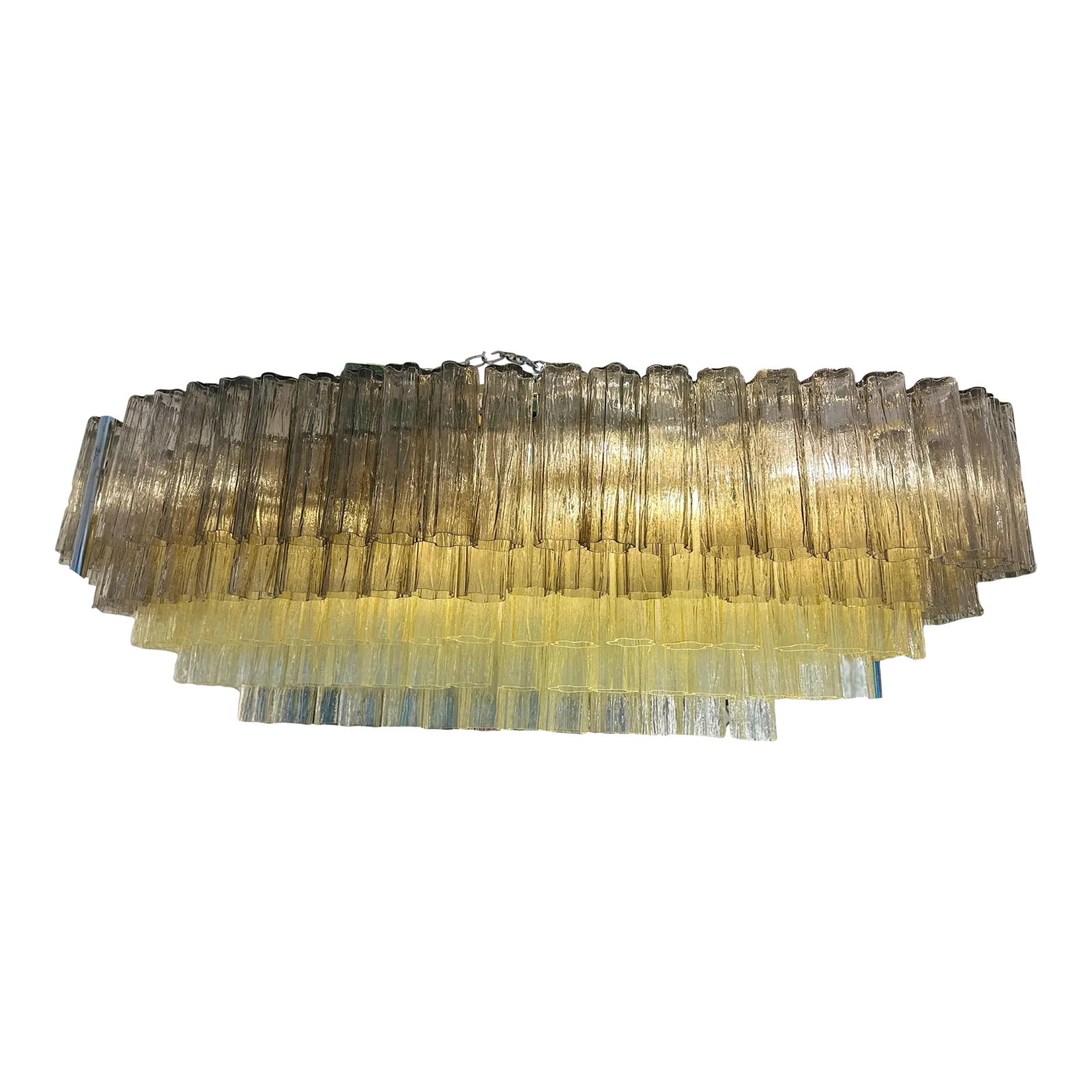 Contemporary Large Murano Glass Chandelier In Gold