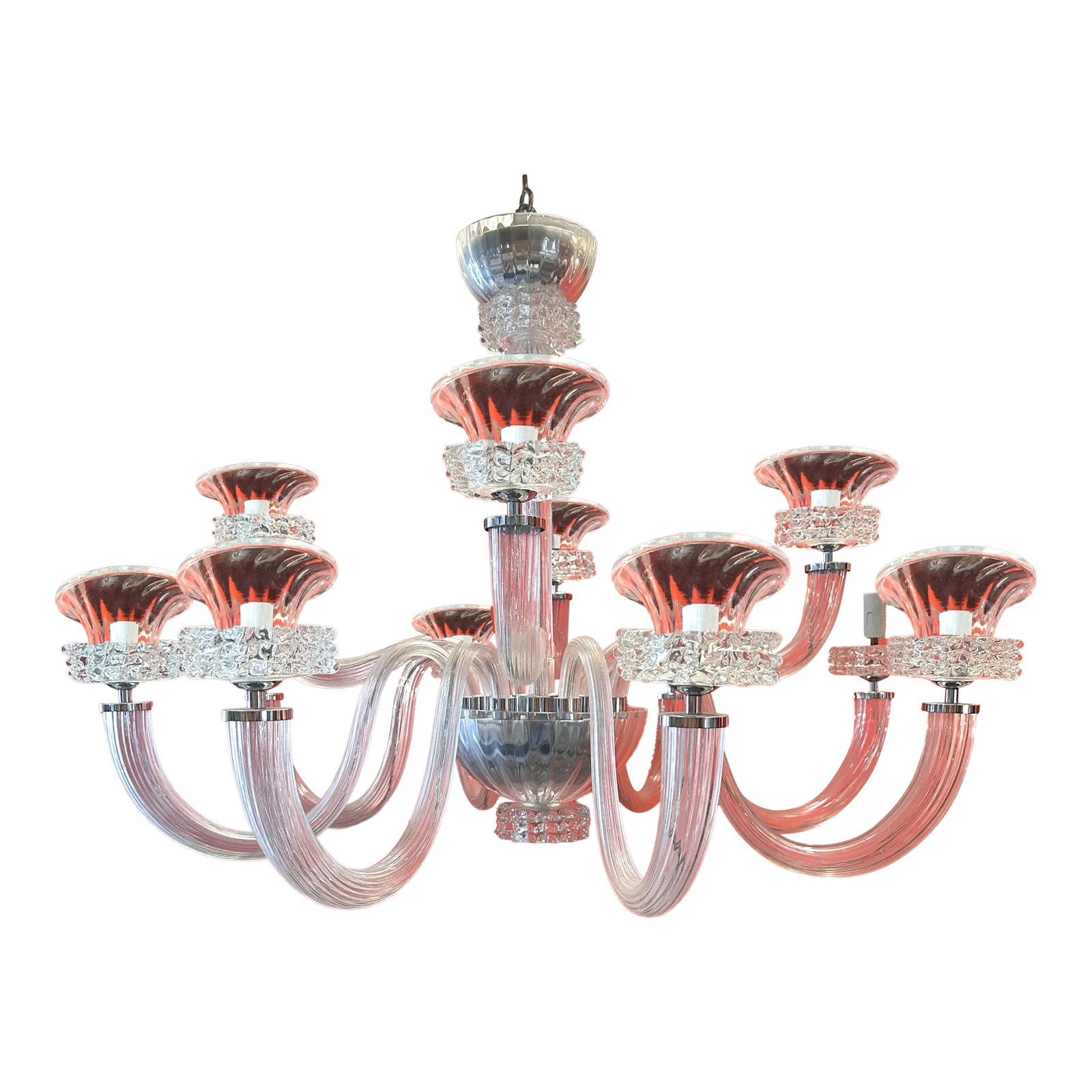 Contemporary Luxury Clear "Rostrato" Murano Glass Chandelier