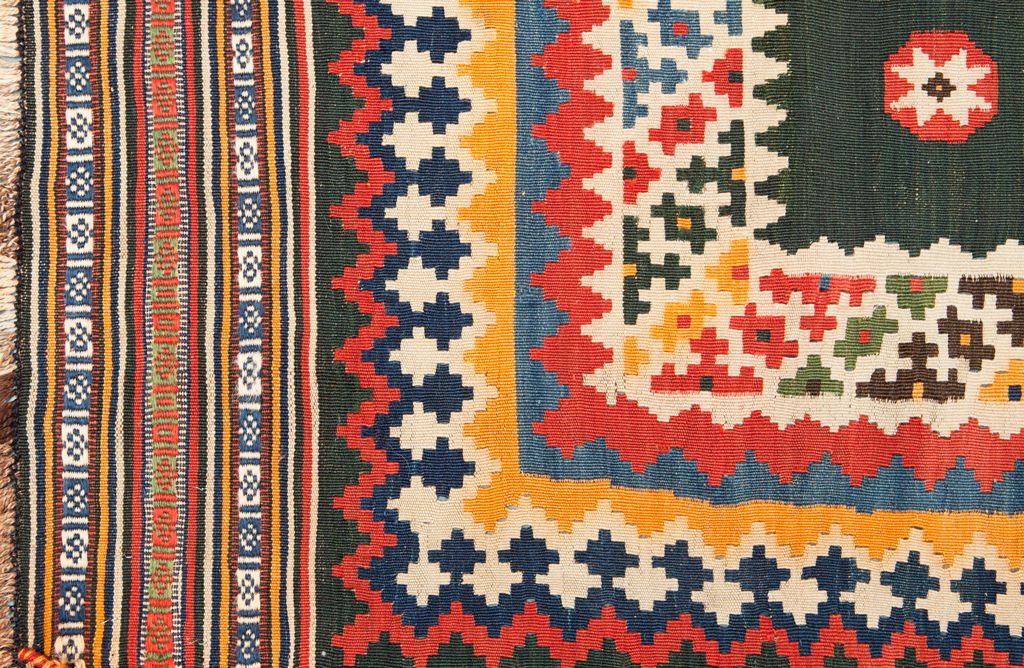 Antique Qashqai Kilim Runner 384x115cm photo vinterior