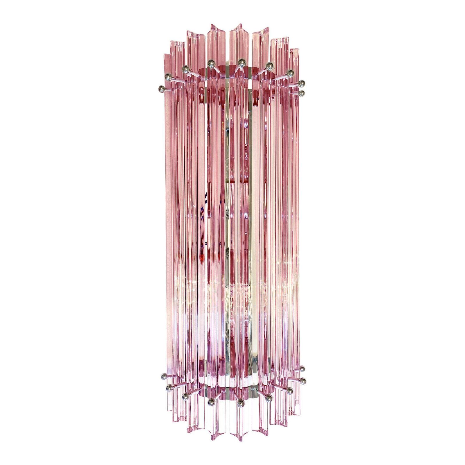 Set Of Two Scenographic Pink Triedro Murano Glass Wall Sconces photo buy