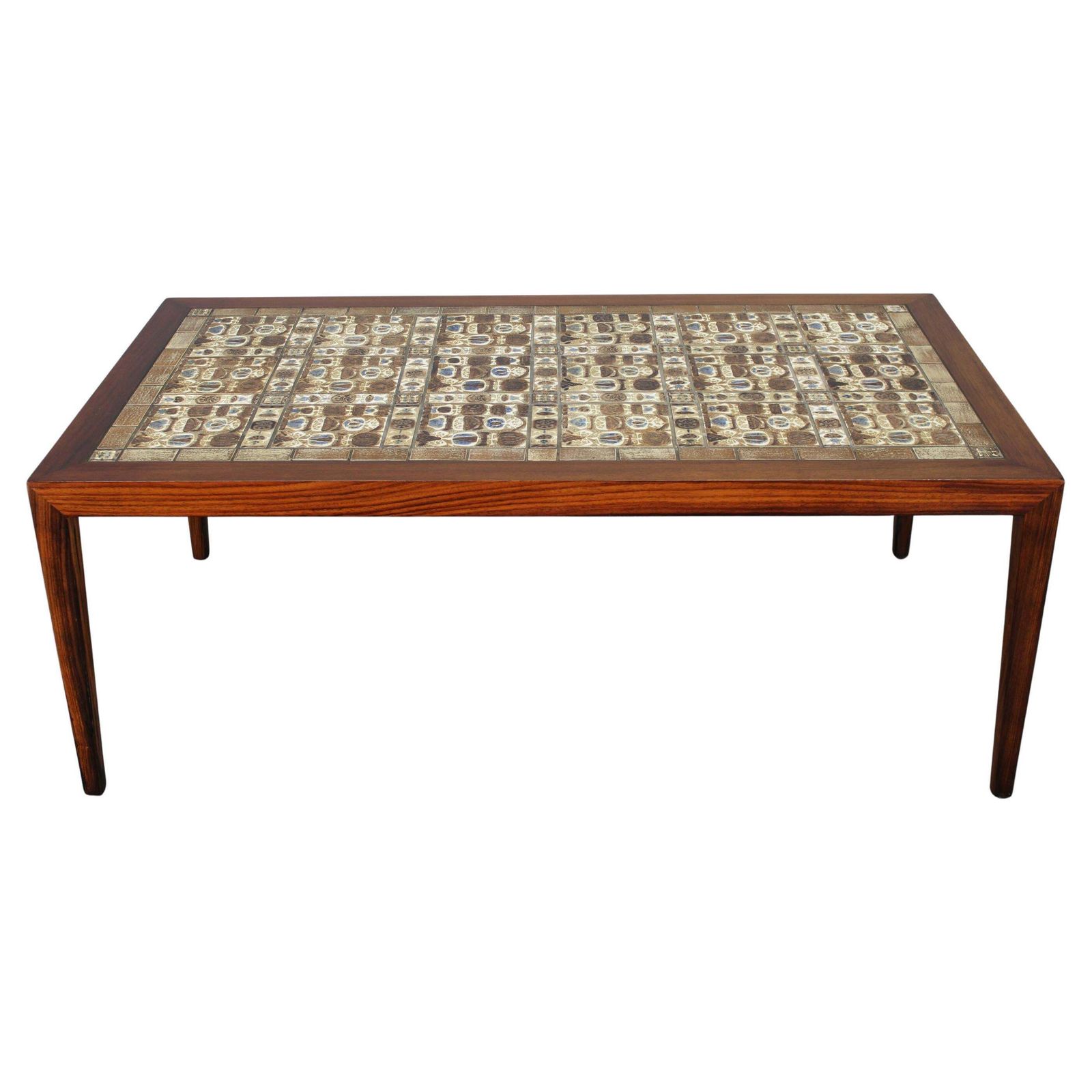 Mid Century Danish Haslev Mobelsnedkeri Coffee Table With Royal Copenhagen Ceram