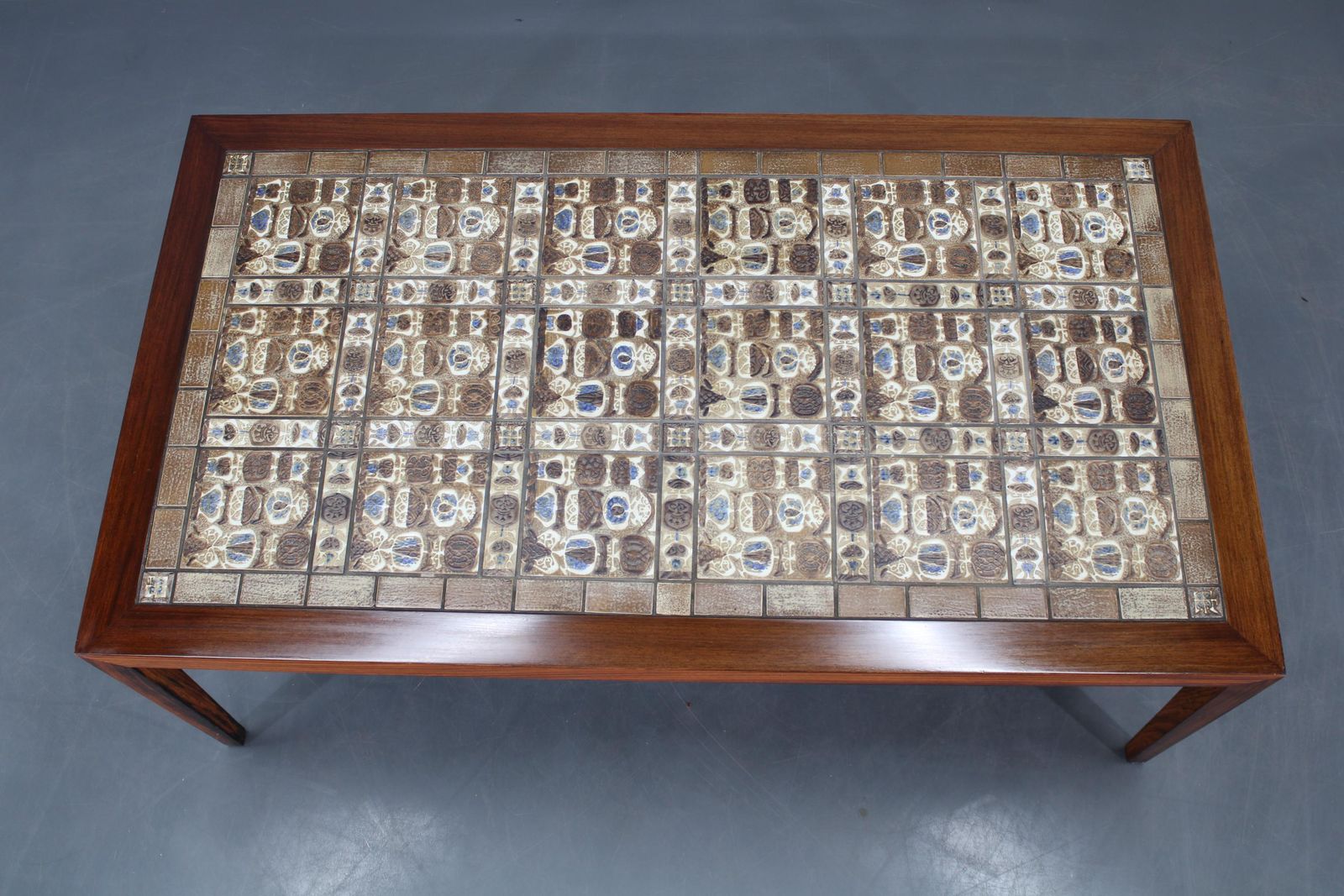 Mid Century Danish Haslev Mobelsnedkeri Coffee Table With Royal Copenhagen Ceram photo vinterior