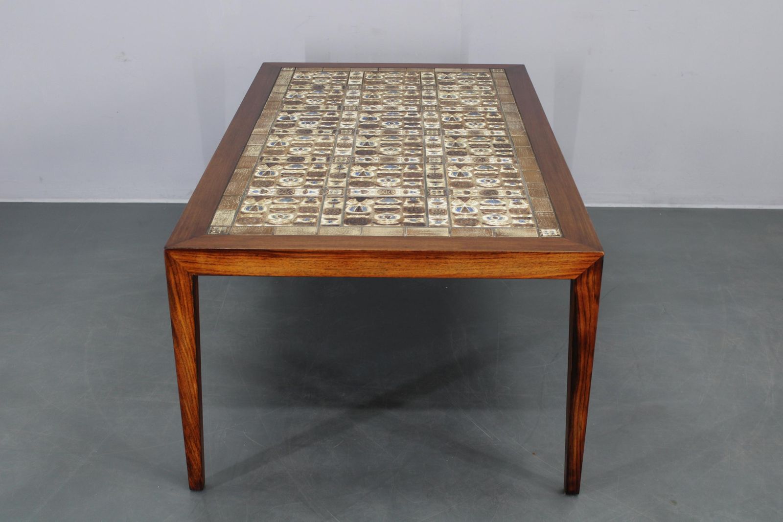 Mid Century Danish Haslev Mobelsnedkeri Coffee Table With Royal Copenhagen Ceram photo vintage