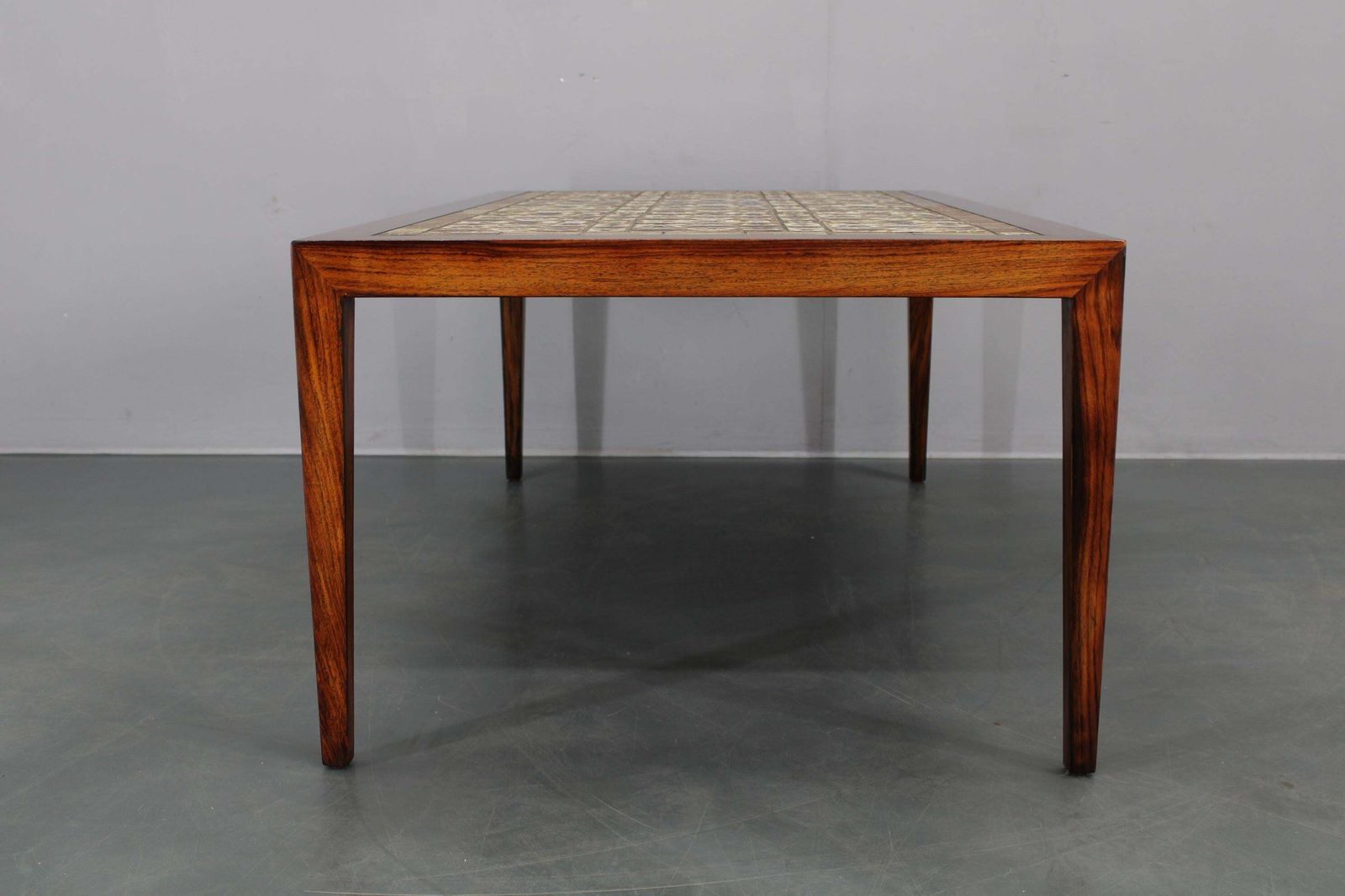 photo furniture Mid Century Danish Haslev Mobelsnedkeri Coffee Table With Royal Copenhagen Ceram