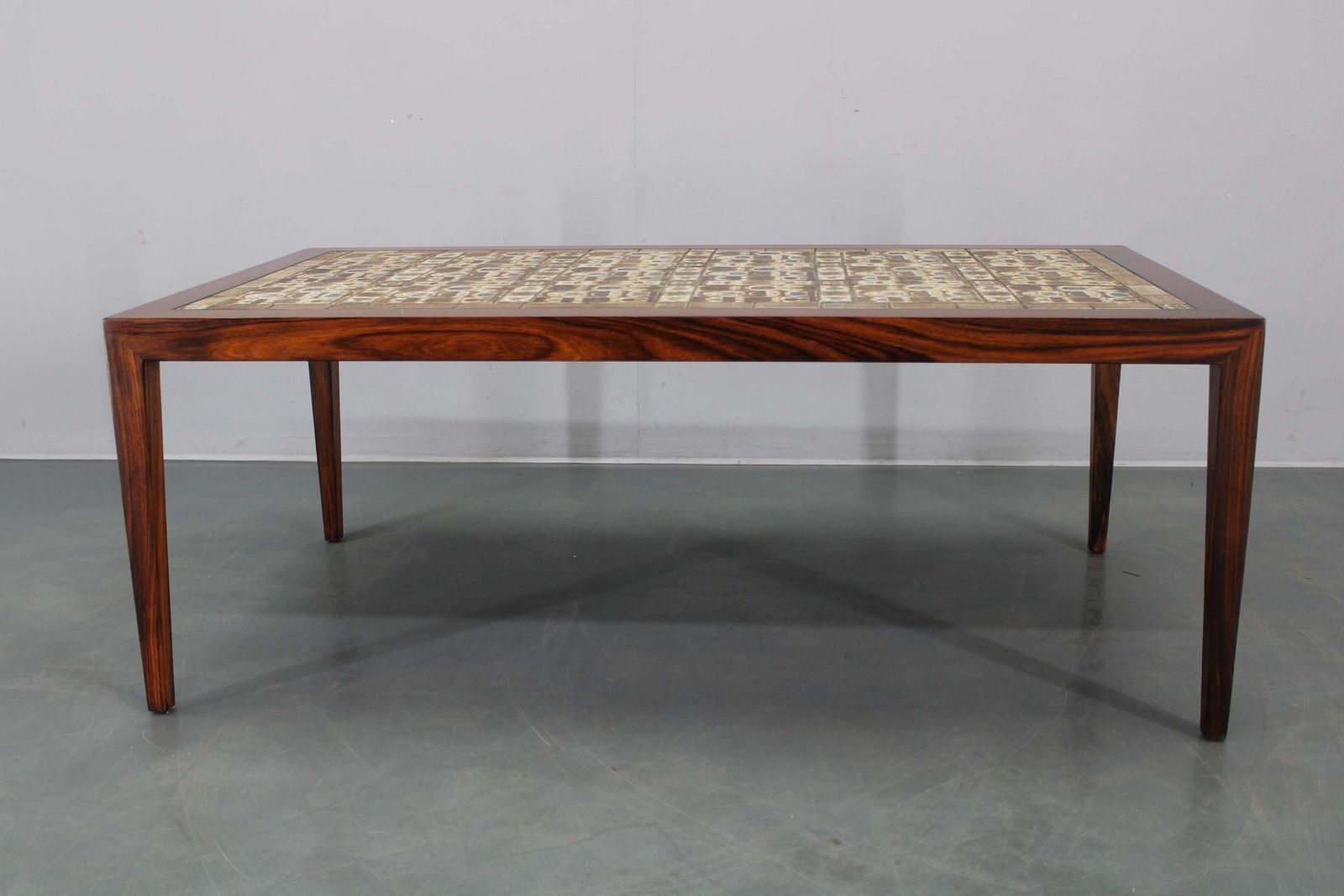 Furniture Mid Century Danish Haslev Mobelsnedkeri Coffee Table With Royal Copenhagen Ceram photo