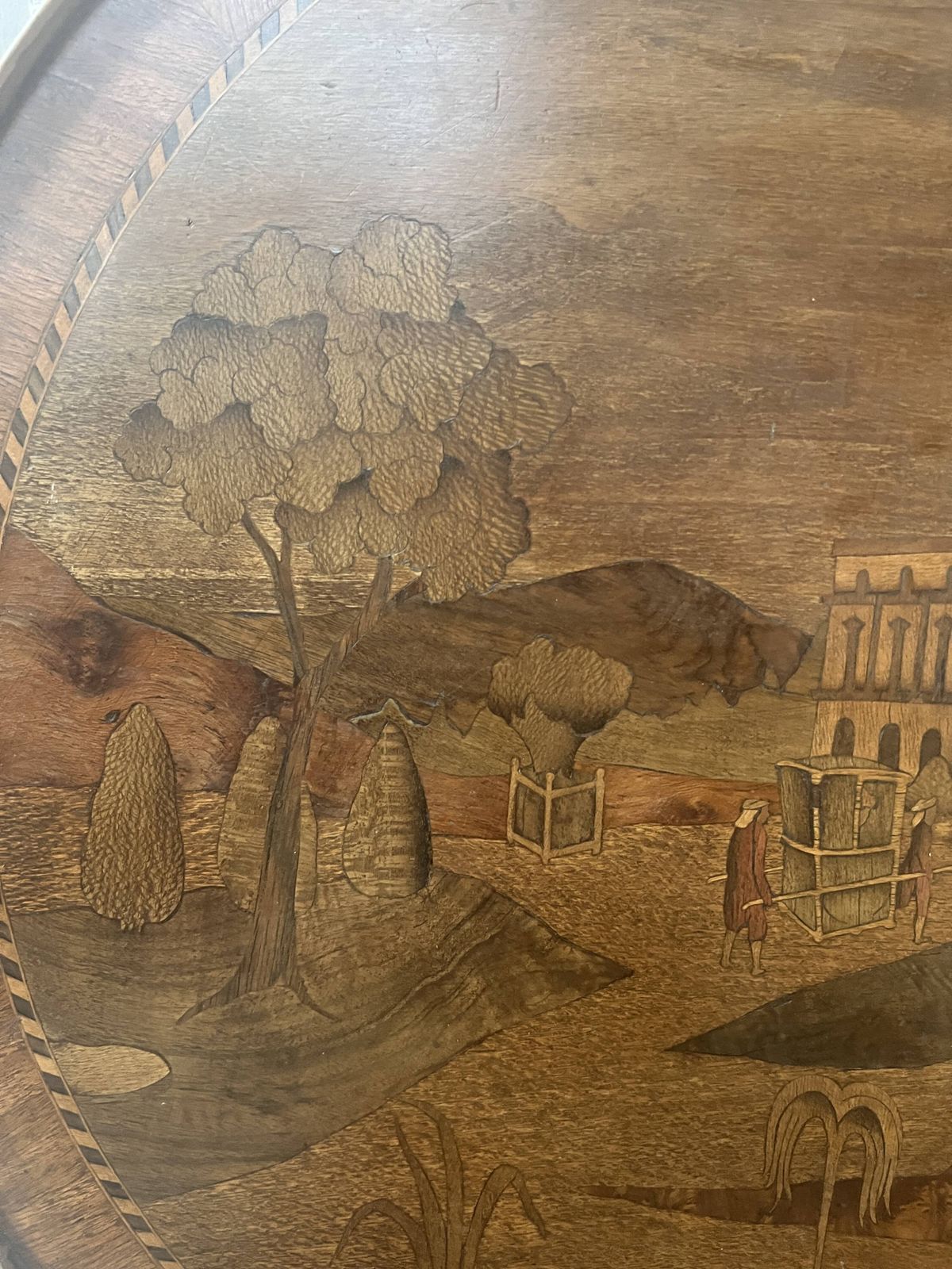 photo for sale Louis XVI Style Marquetry Pedestal Table With Removable Top, 20th Century