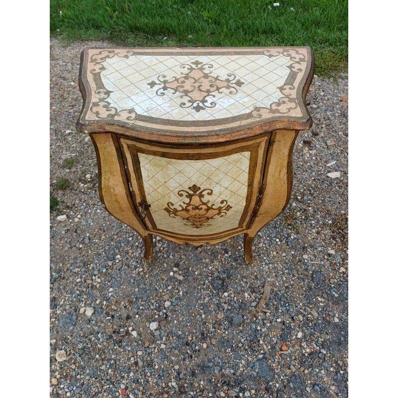 Furniture Ventru Bedside Cabinet In Gilded Wood + Shelf photo