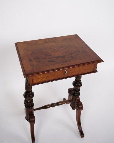 Antique Side Table With Drawer   Hand Polished Mahogany   Turned Legs   Year 1880s photo furniture