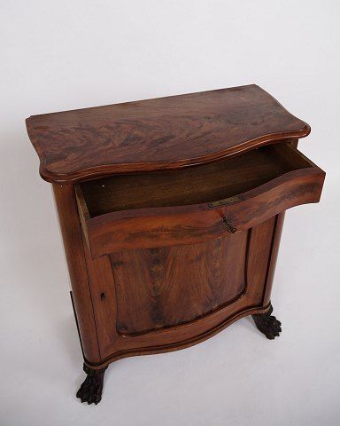 Small Antique Console/Cabinet   Entrance Furniture   Hand Polished Mahogany   Flame Structure   Lion Feet   Year 1890s photo vinterior
