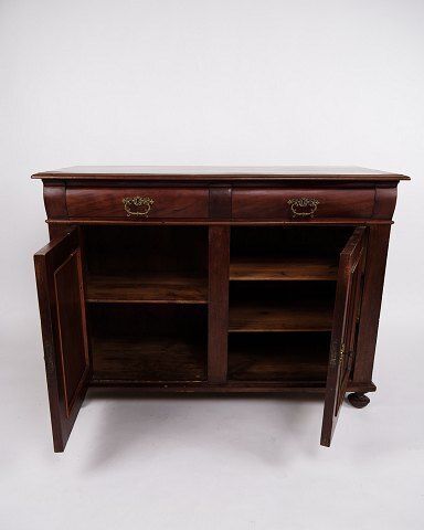 Low Antique Sideboard   Hand Polished Mahogany   Fixed Shelves   1880s photo buy