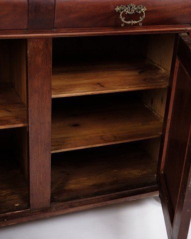 Low Antique Sideboard   Hand Polished Mahogany   Fixed Shelves   1880s photo vintage