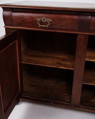 photo furniture Low Antique Sideboard   Hand Polished Mahogany   Fixed Shelves   1880s
