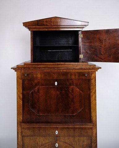 Secretary   Hand Polished Birch & Intarsia   2 Drawers   1840s photo 3075.0