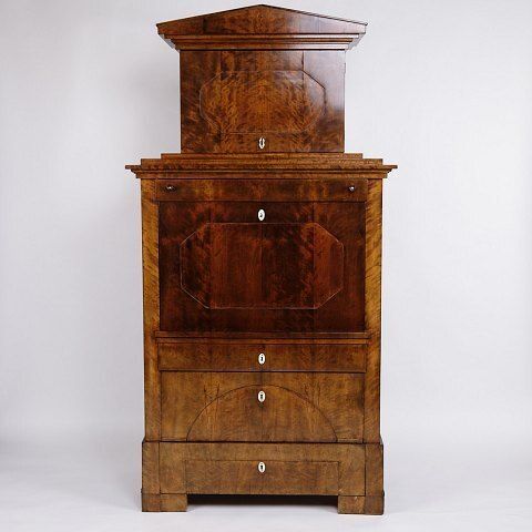 Secretary   Hand Polished Birch & Intarsia   2 Drawers   1840s photo vinterior
