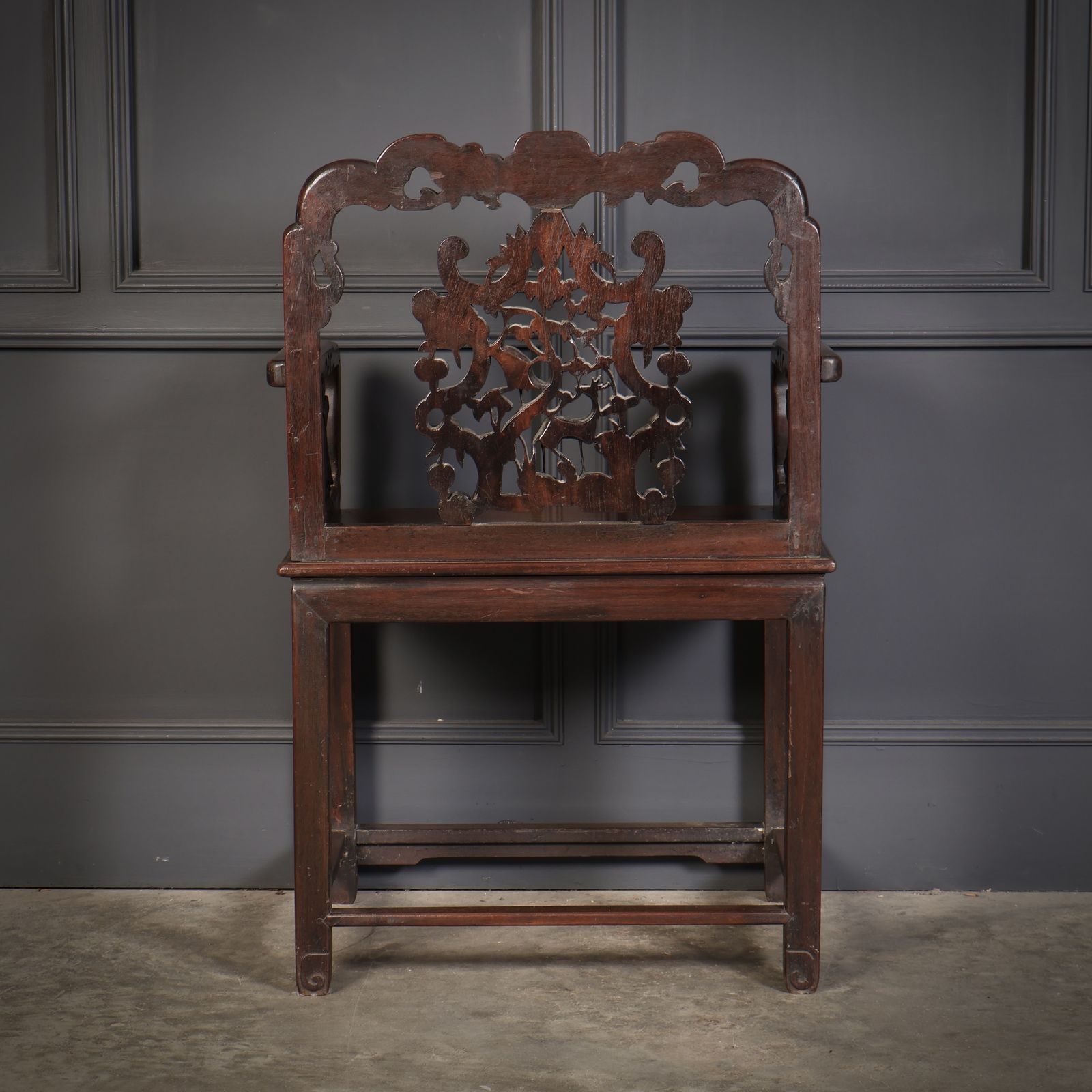 Furniture Pair Of Chinese Hongmu Throne Chairs photo
