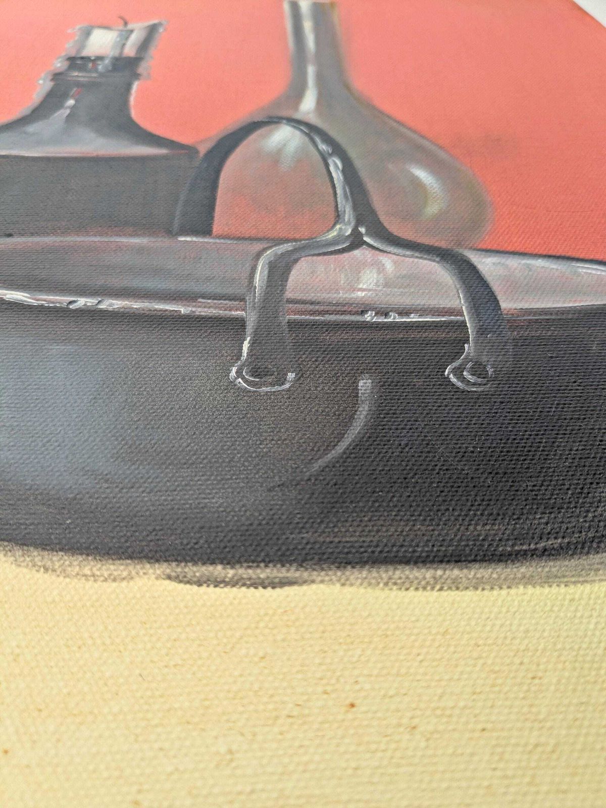 photo for sale Stilleven Met Lamp, Olieverf Op Doek, Italiaans Schilderij, Olieverfschilderij Keukenscène