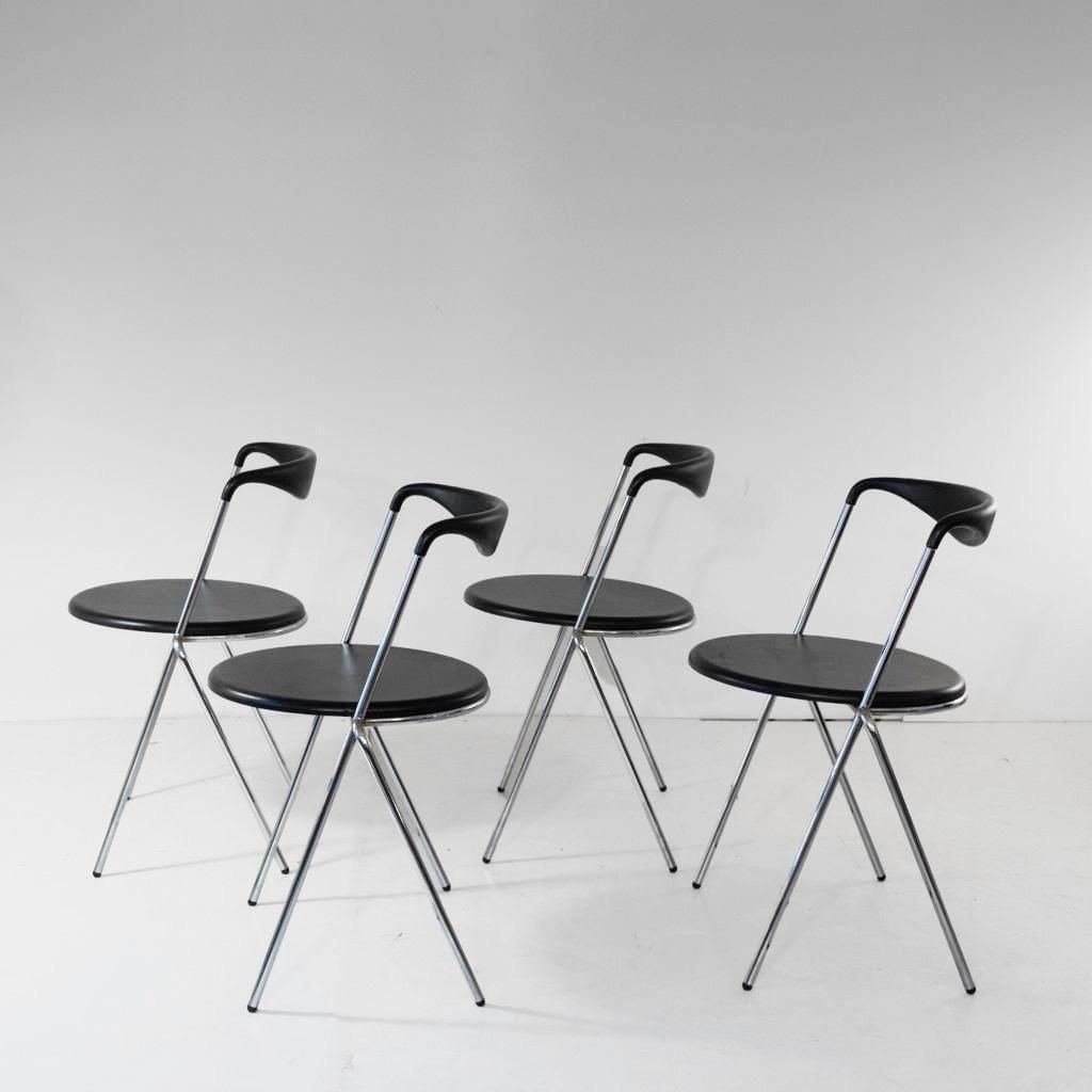 Industrial Stackable Dining Chairs In The Style Of Hans Eichenberger, Set Of 4