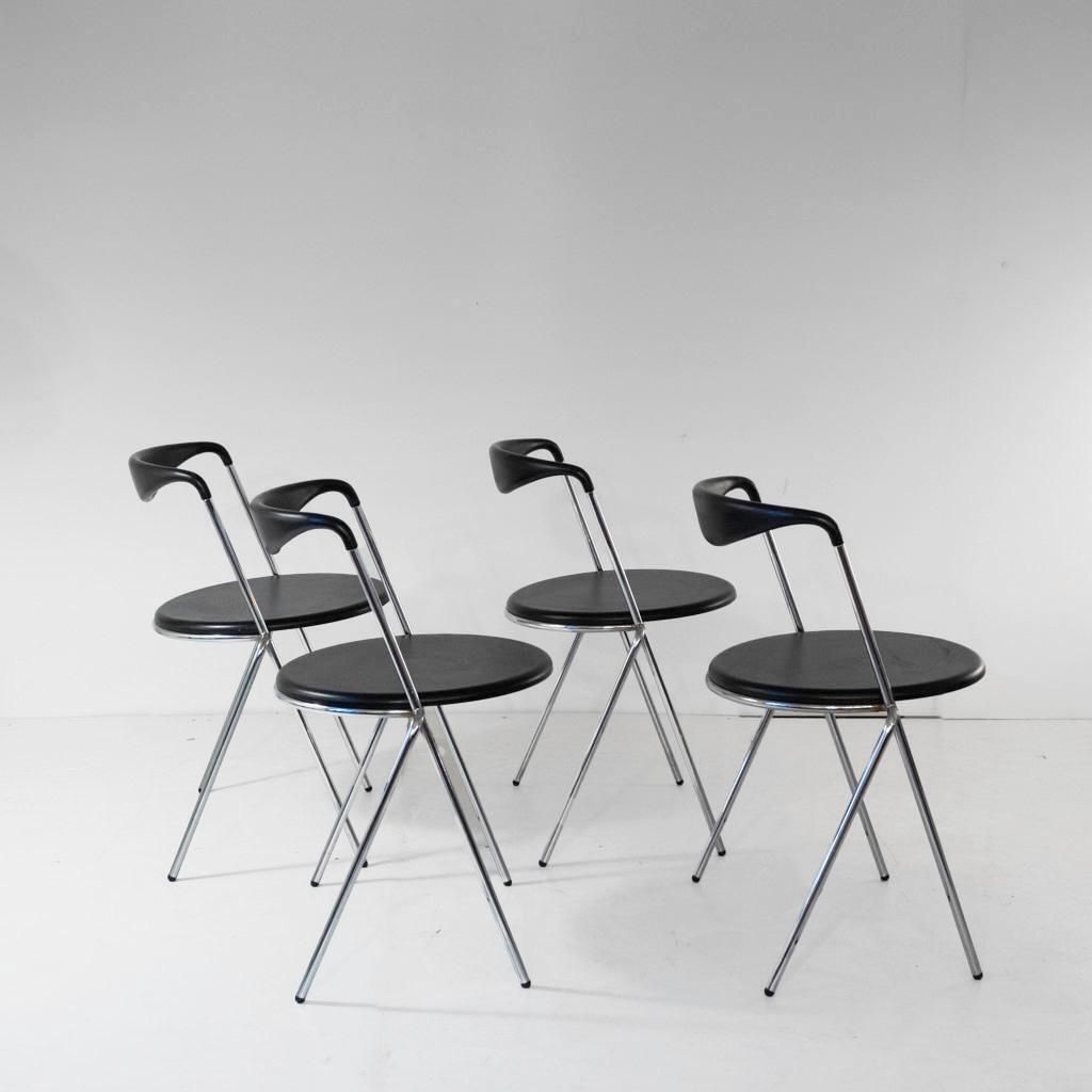 Furniture Industrial Stackable Dining Chairs In The Style Of Hans Eichenberger, Set Of 4 photo