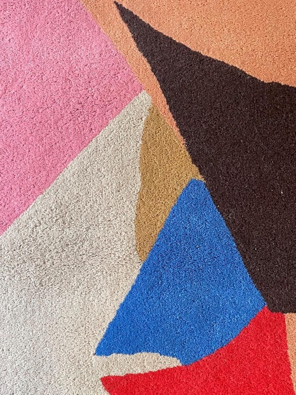 Tisca Abstract Hand Tufted Wool Rug, Signed “Iles”, France, 1990s photo 1780.0