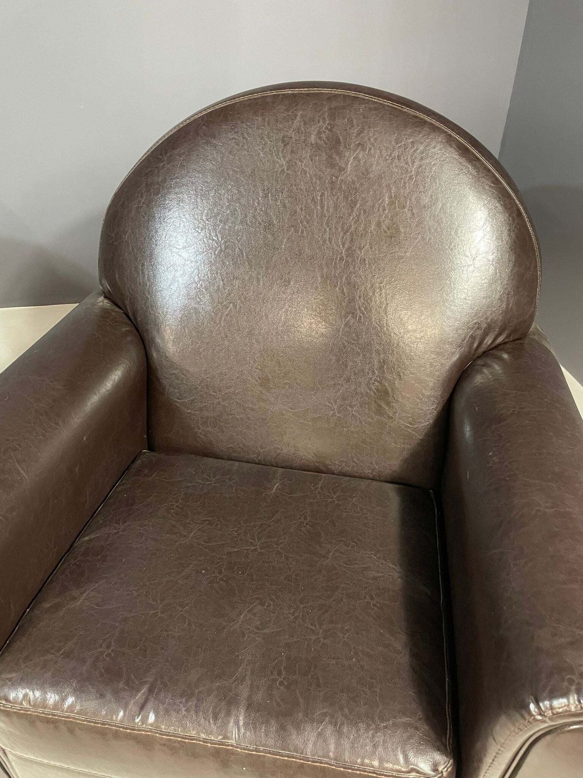 photo for sale Pair Of Leather Armchairs In French Art Deco Style, 1970s