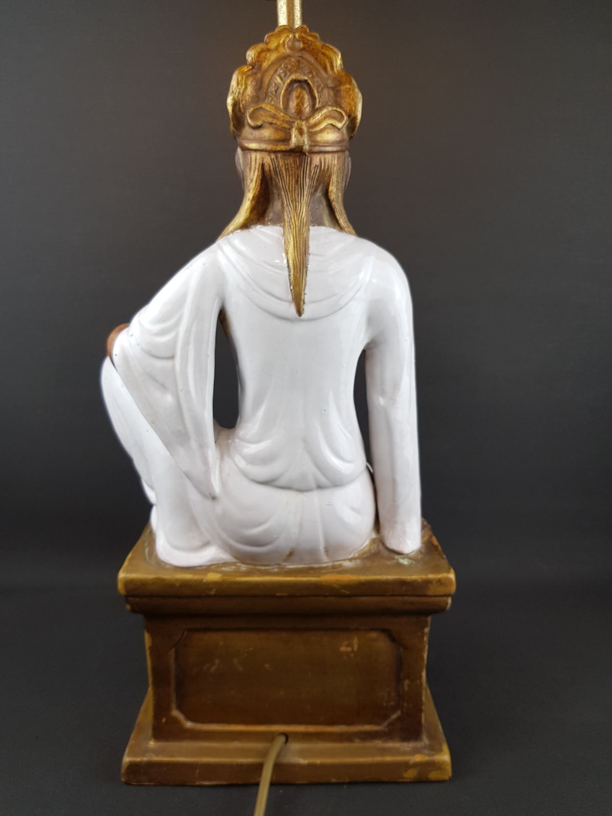 Vintage Mid Century Ugo Zaccagnini Terracotta Table Lamp, Kwanyin Figure, Italian Pottery, 1950s/1960s photo 450.0