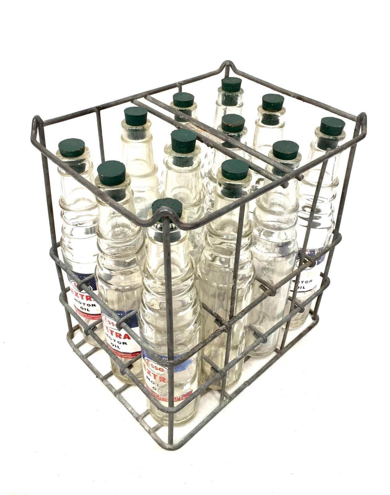 photo furniture Antique Advertising Esso Extra Motor Oil Pint Bottles In Original Crate C.1940