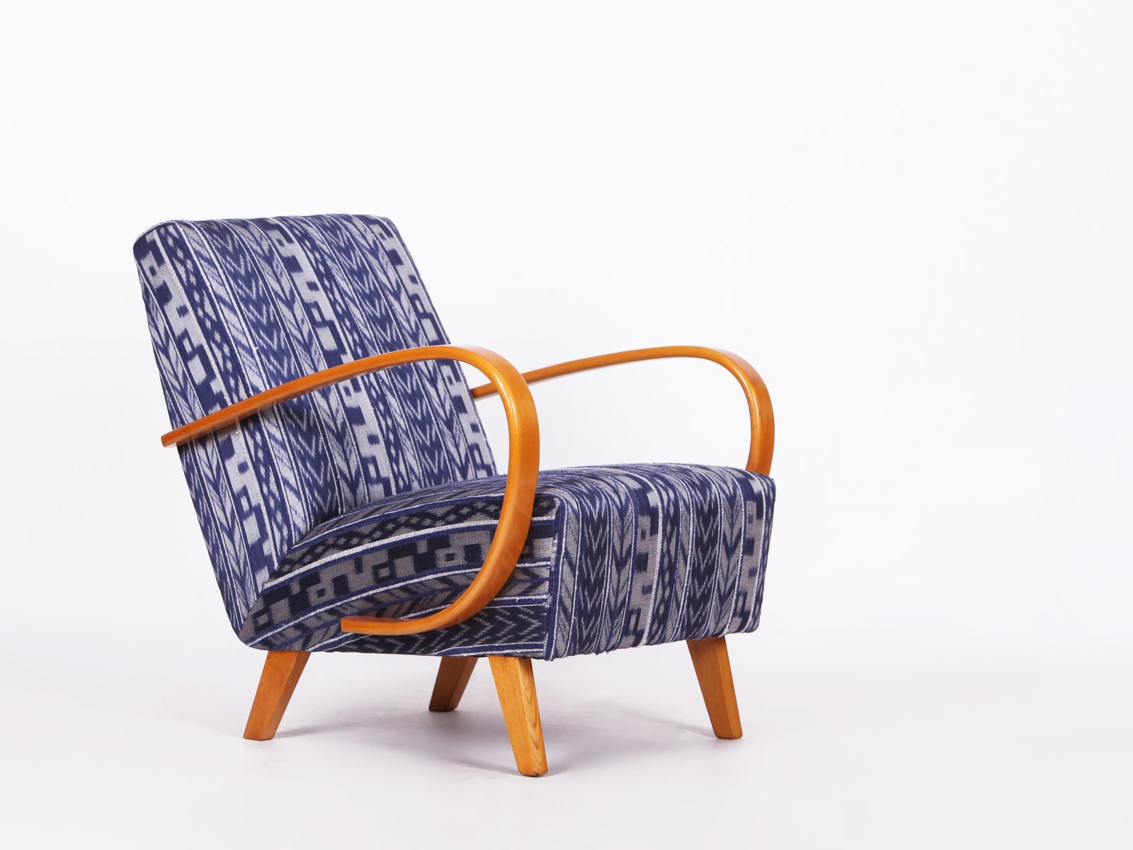 Restored 1950s Jindrich Halabala Armchair In Handwoven Thai Silk