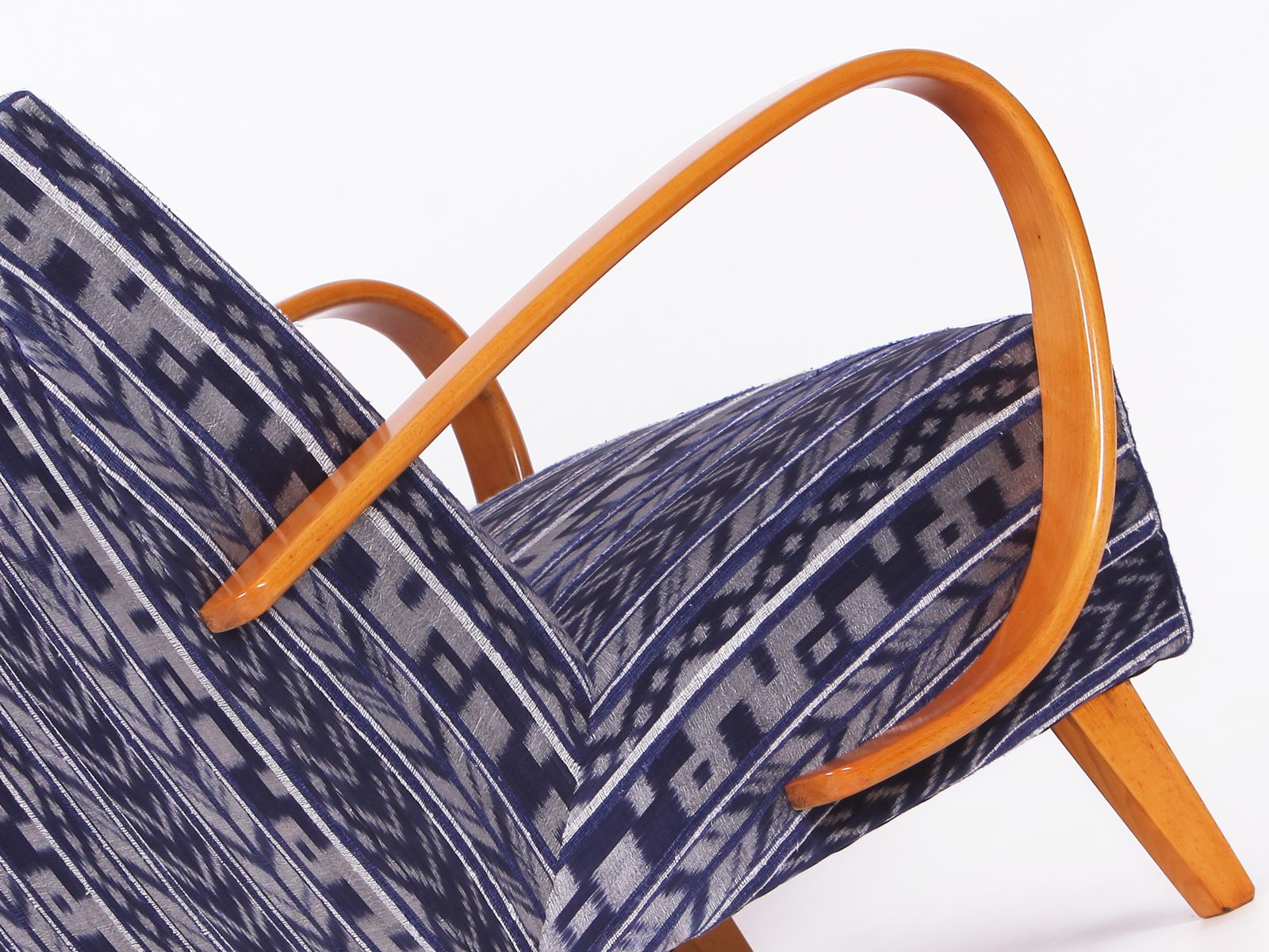 Restored 1950s Jindrich Halabala Armchair In Handwoven Thai Silk photo vinterior