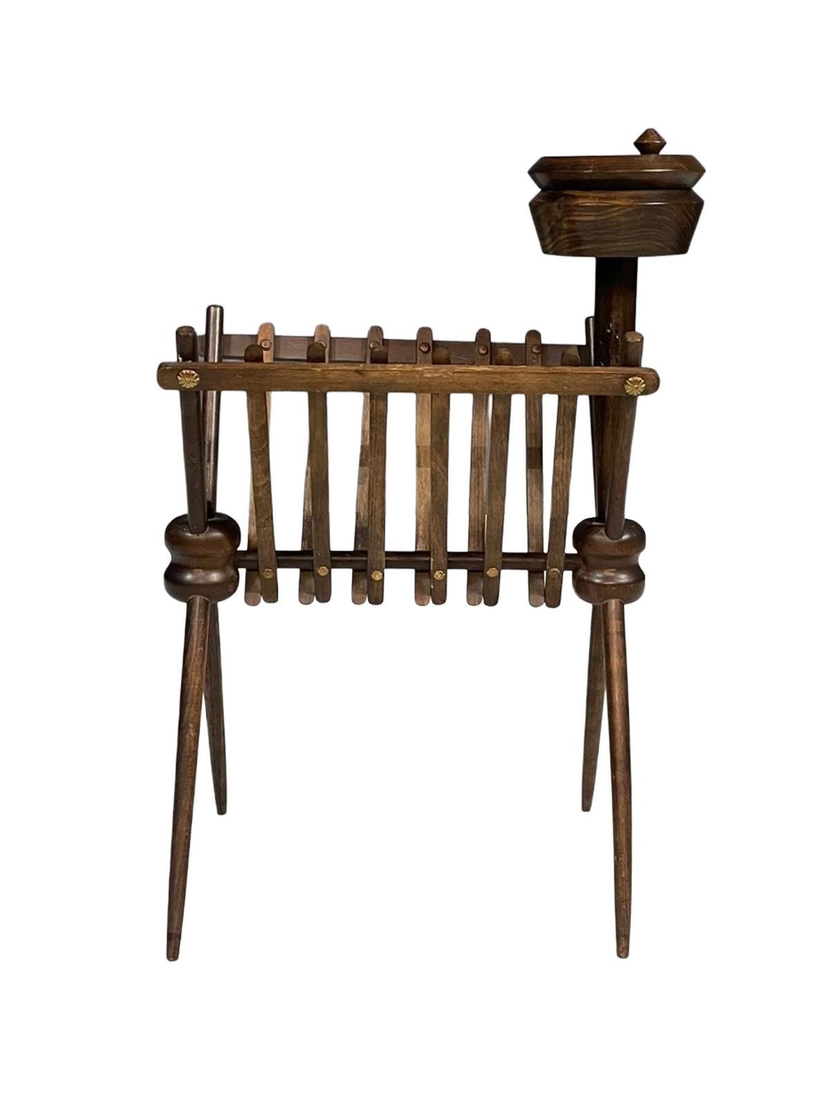 French Vintage Beech Magazine Rack, 1960s