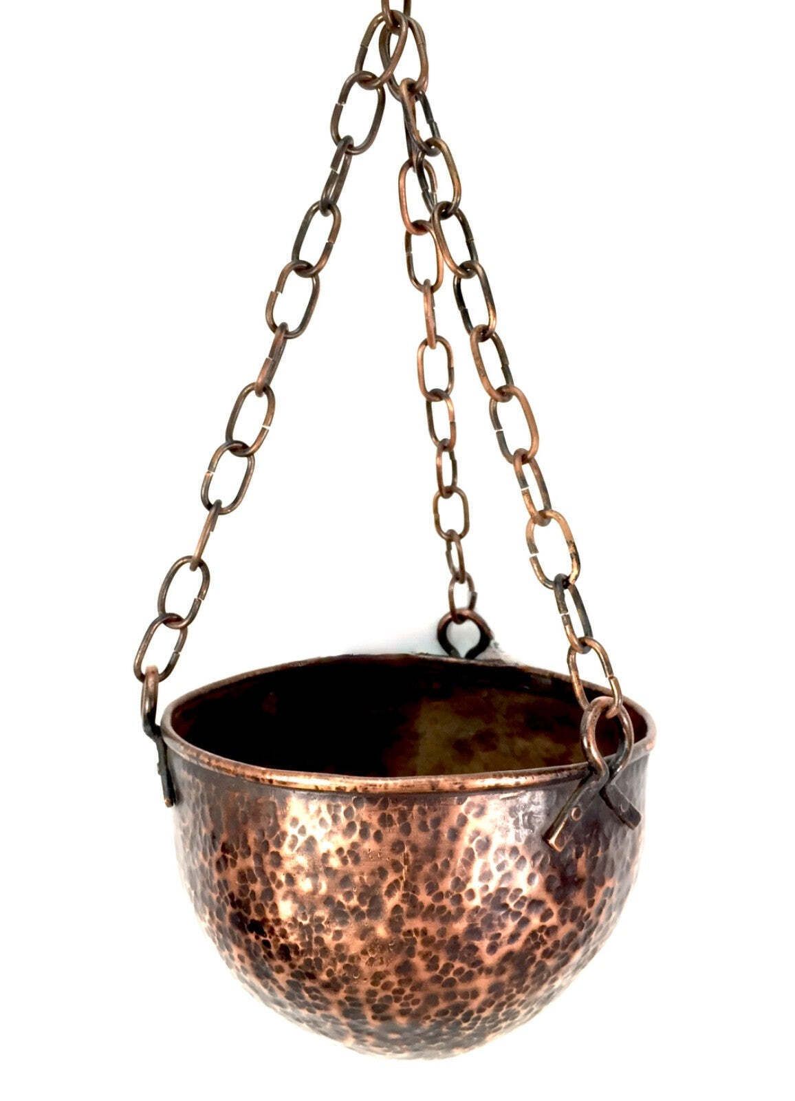 photo furniture Antique Arts & Crafts Copper Hanging Baskets Pair / Plant Pots Art Nouveau C1900