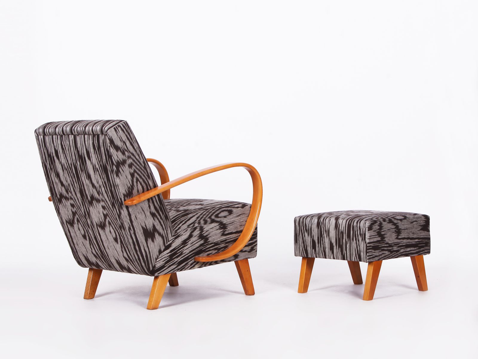 Restored 1950s Jindrich  Halabala Armchair In Handwoven Thai Silk photo for sale