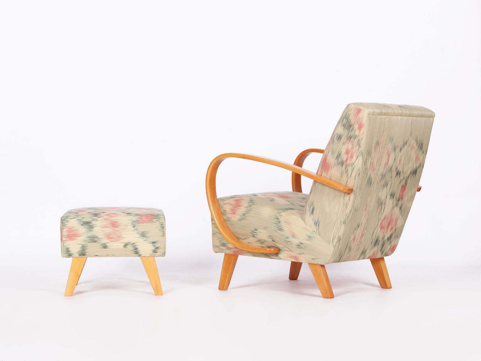 Restored 1950s Jindrich  Halabala Armchair In Handwoven Thai Silk photo for sale