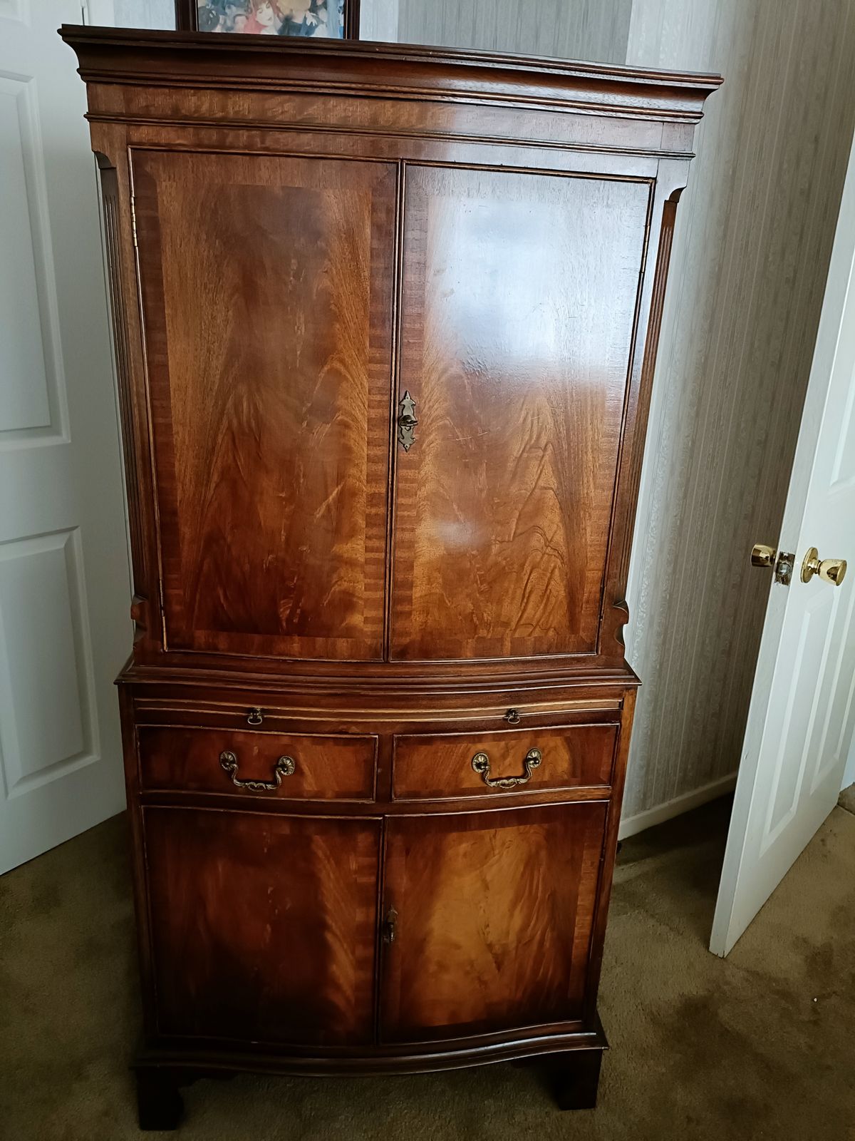Mahogany Drinks/Cocktail Cabinet With Satin Wood Interior photo for sale