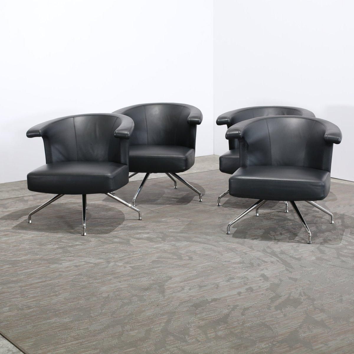 photo for sale Frighetto Leather Swivel Chair, Set Of Four