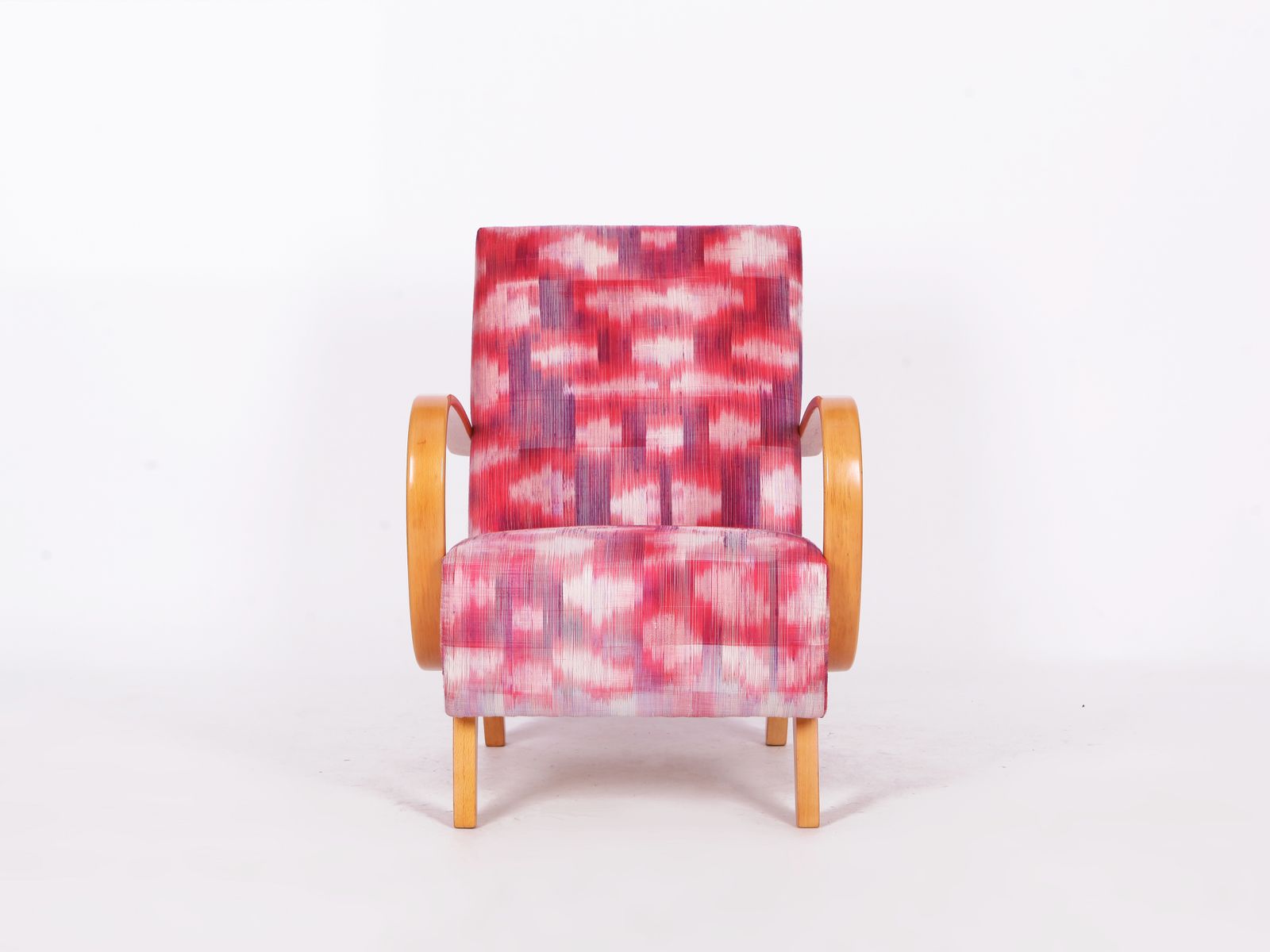 photo for sale Restored 1950s Jindrich Halabala Armchair In Handwoven Thai Silk