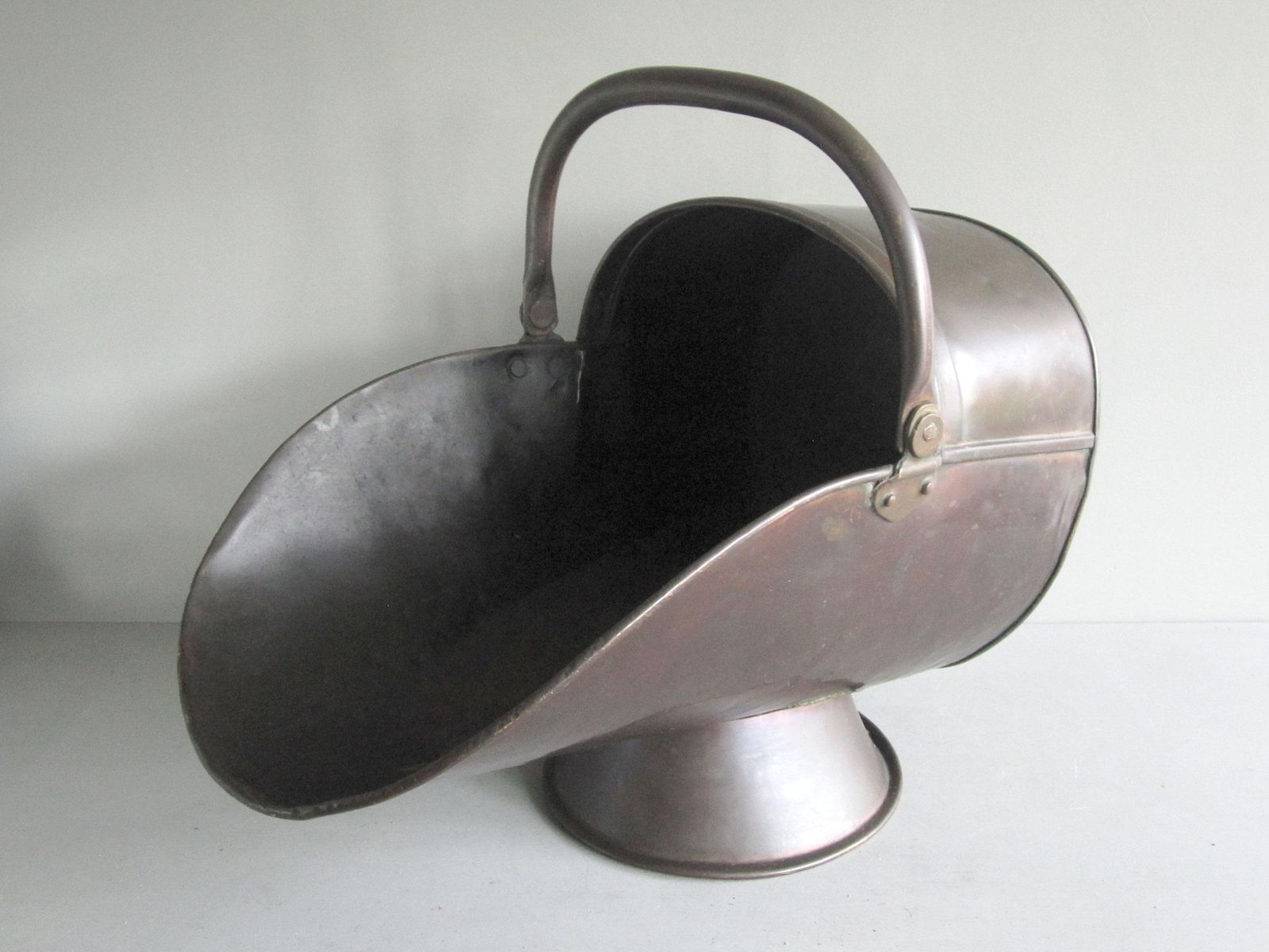 Antique Large Copper Helmet Shaped Scuttle Bucket photo buy