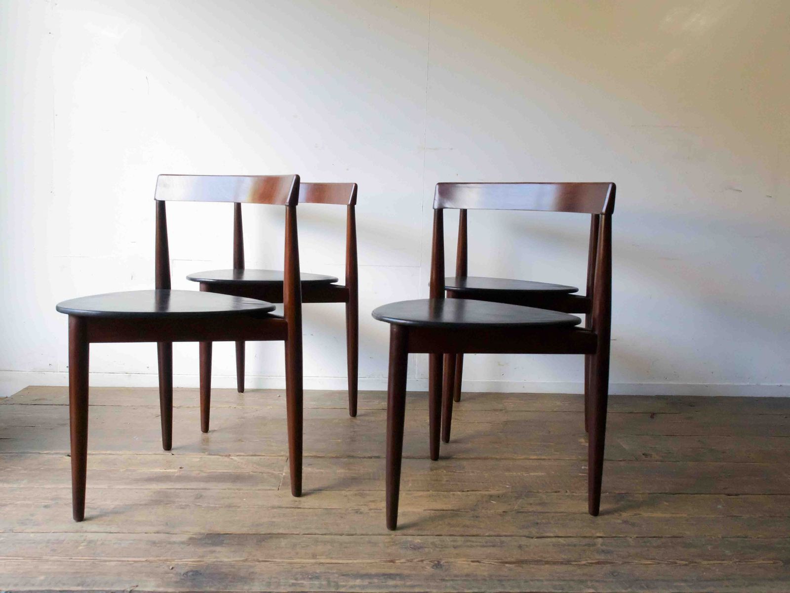 A Set Of 4 Mid Century Danish Chairs By Hans Olsen For Frem Rojle photo vintage