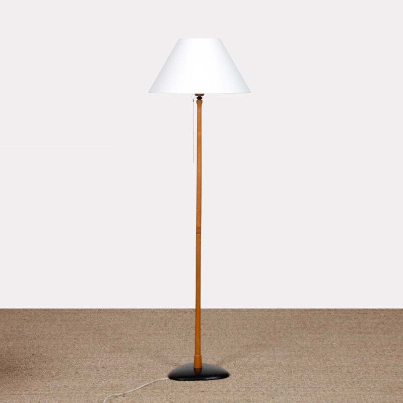 Vintage Wood And Metal Floor Lamp From The 1960s