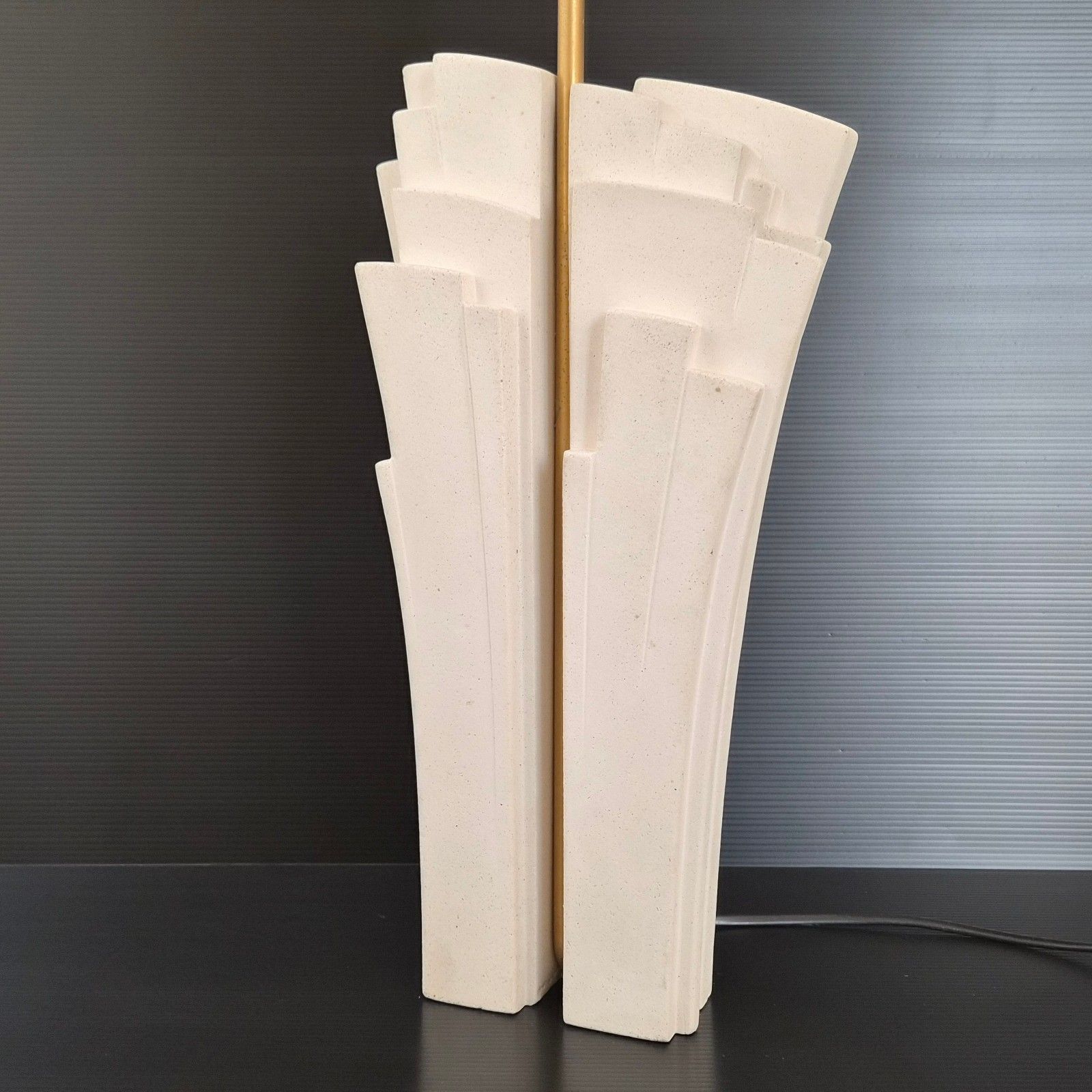 Gorgeous Vintage 1970s Stone & Brass Retro Lamp 70s 1970s 70s photo for sale