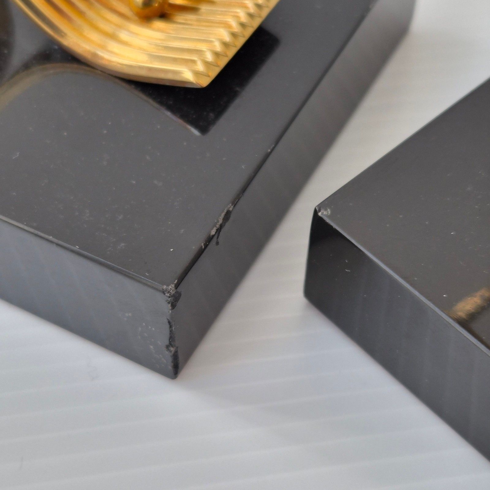 Pair Of Vintage 1960 Gold Starry Marble & Gold Brass Bookends 60s Retro photo buy